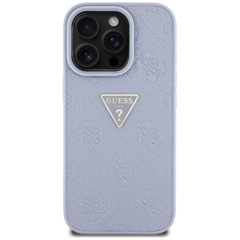 Case for Apple iPhone 16 Pro, Guess, Hot Stamp 4G Pattern Triangle Logo, Light Purple