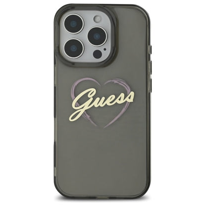Case for Apple iPhone 16 Pro, Guess, IML Heart, Black