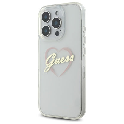 Case for Apple iPhone 16 Pro, Guess, IML Heart, Transparent