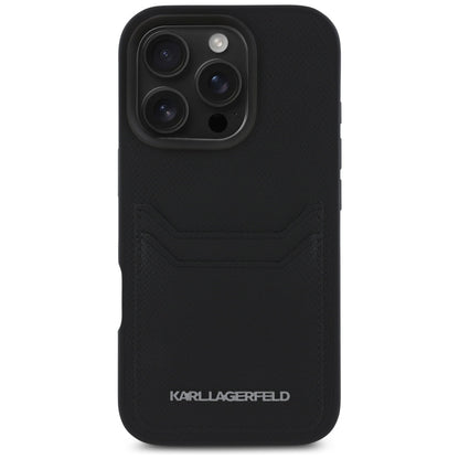 Case for Apple iPhone 16 Pro, Karl Lagerfeld, Grained Cardslots, Black