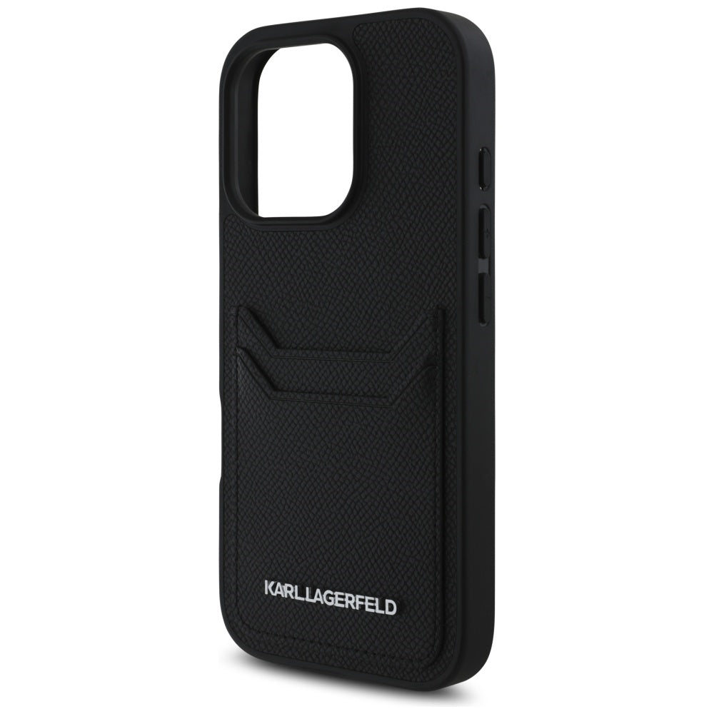 Case for Apple iPhone 16 Pro, Karl Lagerfeld, Grained Cardslots, Black