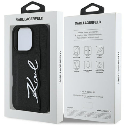 Case for Apple iPhone 16 Pro, Karl Lagerfeld, Metal Signature, Black