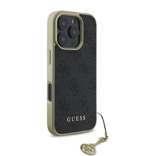 Case for Apple iPhone 16 Pro Max, Guess, 4G Charm, Black