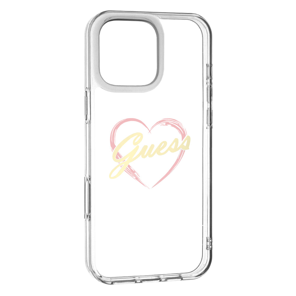 Case for Apple iPhone 16 Pro Max, Guess, IML Heart, Transparent