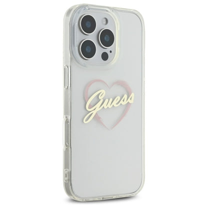 Case for Apple iPhone 16 Pro Max, Guess, IML Heart, Transparent