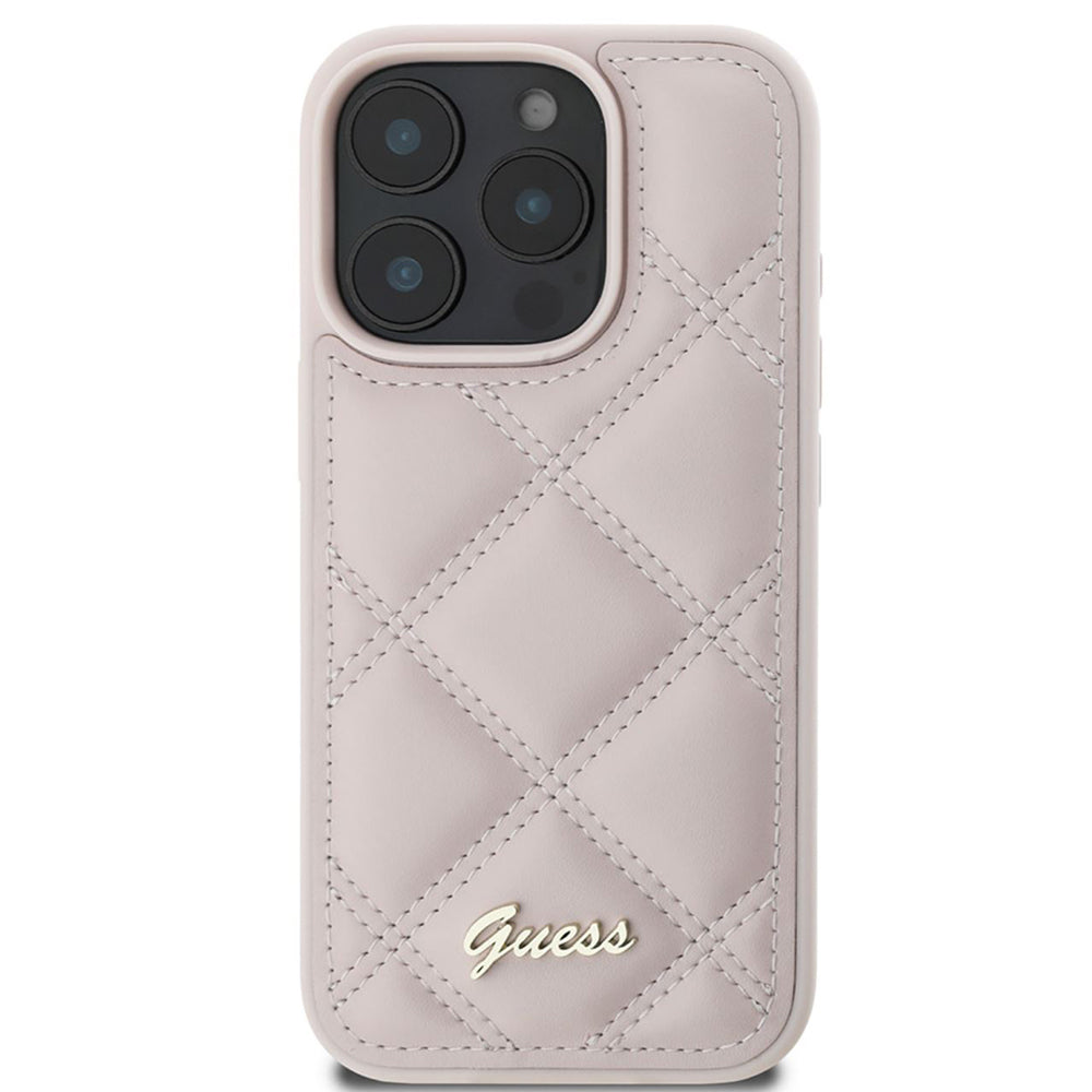 Case for Apple iPhone 16 Pro Max, Guess, Quilted Metal Logo, Pink