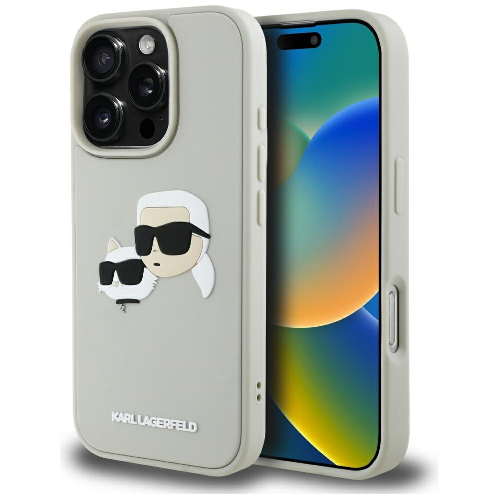Case for Apple iPhone 16 Pro Max, Karl Lagerfeld, 3D Rubber Karl & Choupette, Beige