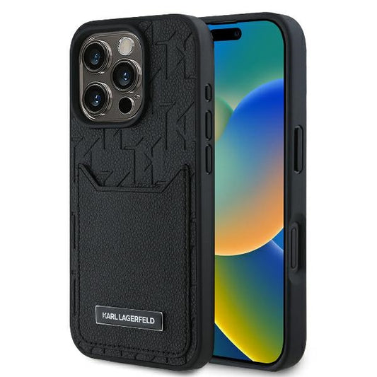 Case for Apple iPhone 16 Pro Max, Karl Lagerfeld, Cardslots Monogram, Black