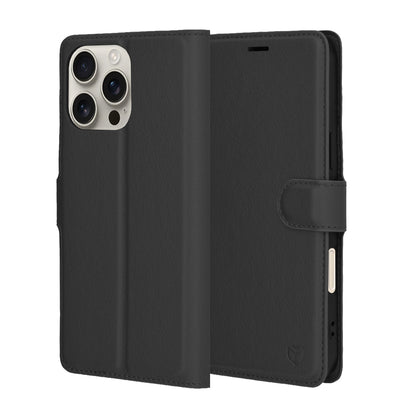 Case for Apple iPhone 16 Pro Max, Techsuit, Leather Folio, Black