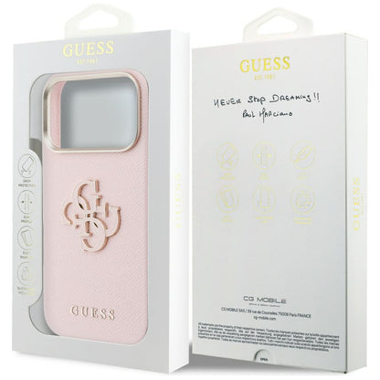 Case for Apple iPhone 17 Pro Max, Guess, Resin Logo, Pink