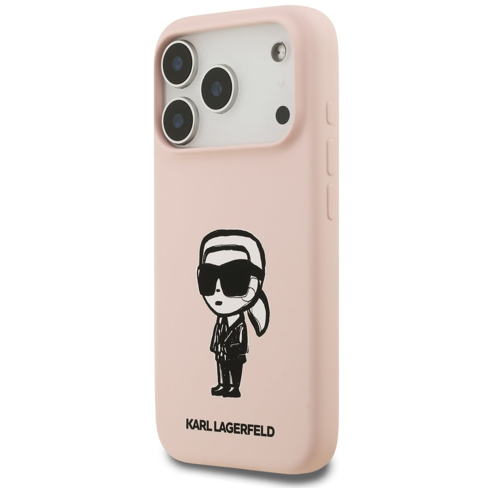 Case for Apple iPhone 17 Pro Max, Karl Lagerfeld, Sketch and Logo Karl, Pink