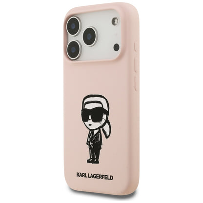Case for Apple iPhone 17 Pro Max, Karl Lagerfeld, Sketch and Logo Karl, Pink