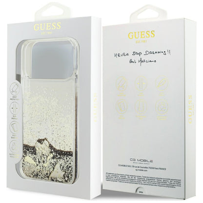 Case for Apple iPhone 18 Pro / 17 Pro, Guess, Liquid Glitter Charms, Gold