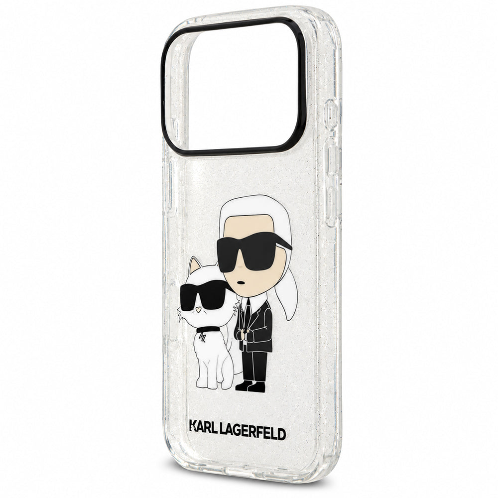 Case for Apple iPhone 18 Pro / 17 Pro, Karl Lagerfeld, IML Glitter Karl and Choupette NFT, Transparent