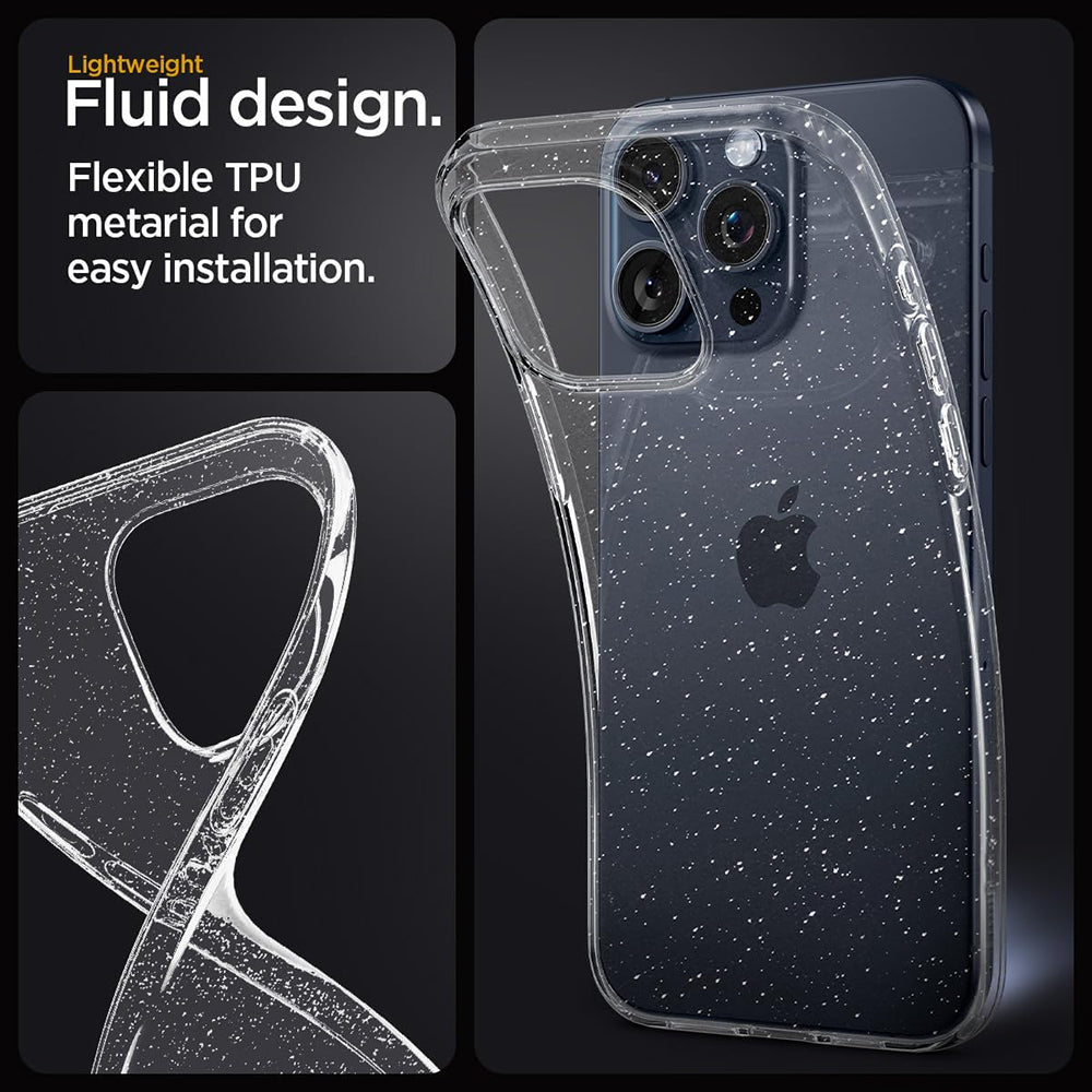 Case for Apple iPhone 18 Pro / 17 Pro, Techsuit, SparkleSkin, Transparent