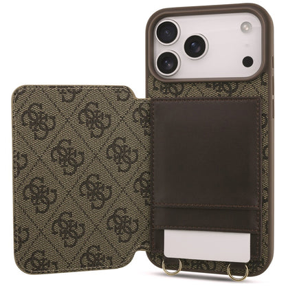Case for Apple iPhone 18 Pro Max / 17 Pro Max, Guess, 4G Crossbody Cardslot, Brown