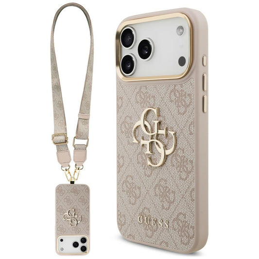 Case for Apple iPhone 18 Pro Max / 17 Pro Max, Guess, Big 4G Classic Logo & Big Strap Metal Buttons, Pink