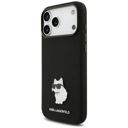 Case for Apple iPhone 18 Pro Max / 17 Pro Max, Karl Lagerfeld, Choupette Metal Pin, Black