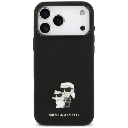 Case for Apple iPhone 18 Pro Max / 17 Pro Max, Karl Lagerfeld, Karl & Choupette Metal Pin, Black