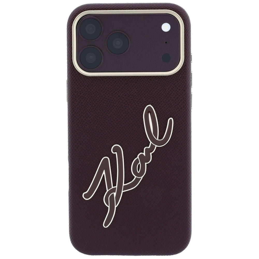 Case for Apple iPhone 18 Pro Max / 17 Pro Max, Karl Lagerfeld, Smooth Big Resin Signature Logo, Burgundy