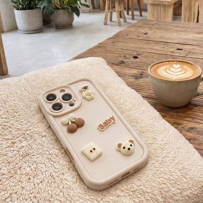Case for Apple iPhone 14, OEM, Ultra Trendy 3D Bear, Beige