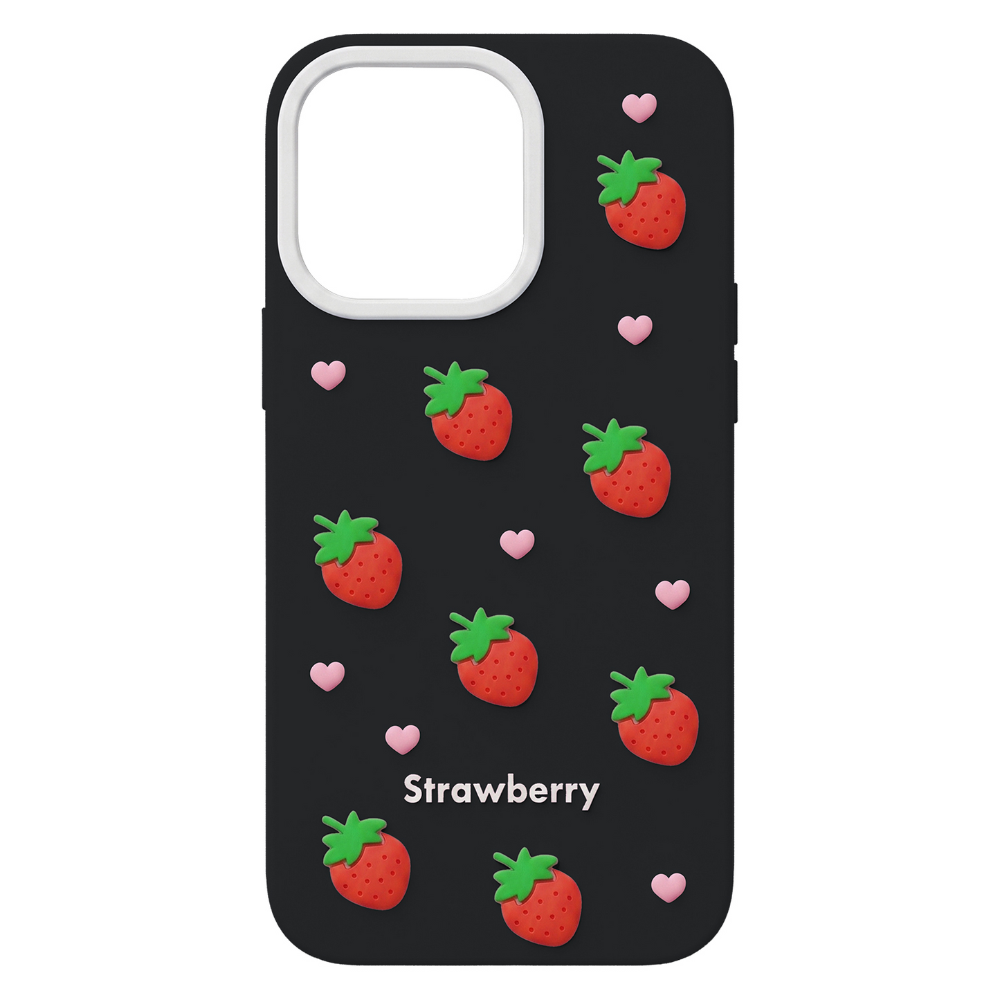 Case for Apple iPhone 15 Pro / 14 Pro, OEM, Strawberry, Black