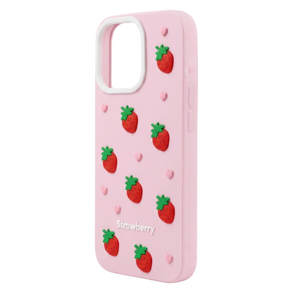 Case for Apple iPhone 15 / 14 / 13, OEM, Strawberry, Pink