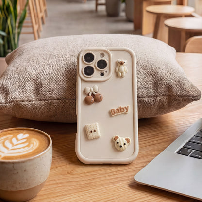 Case for Apple iPhone 16, OEM, Ultra Trendy 3D Bear, Beige