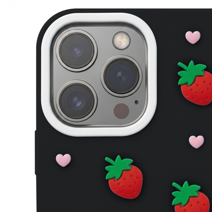 Case for Apple iPhone 16 Pro, OEM, Strawberry, Black