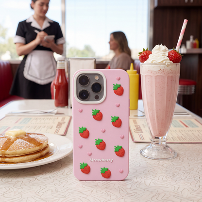 Case for Apple iPhone 15 / 14 / 13, OEM, Strawberry, Pink