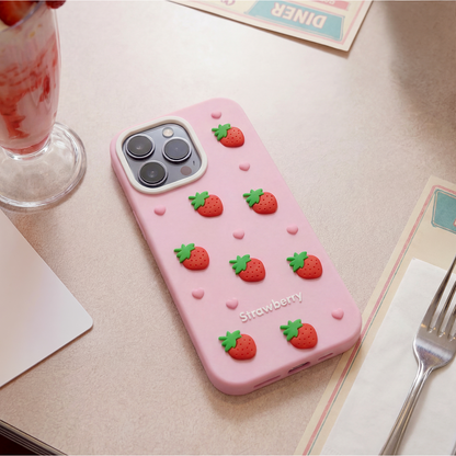 Case for Apple iPhone 15 / 14 / 13, OEM, Strawberry, Pink