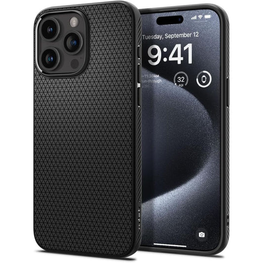 Case for Apple iPhone 15 Pro, Spigen, Liquid Air Matte, Black ACS06704 