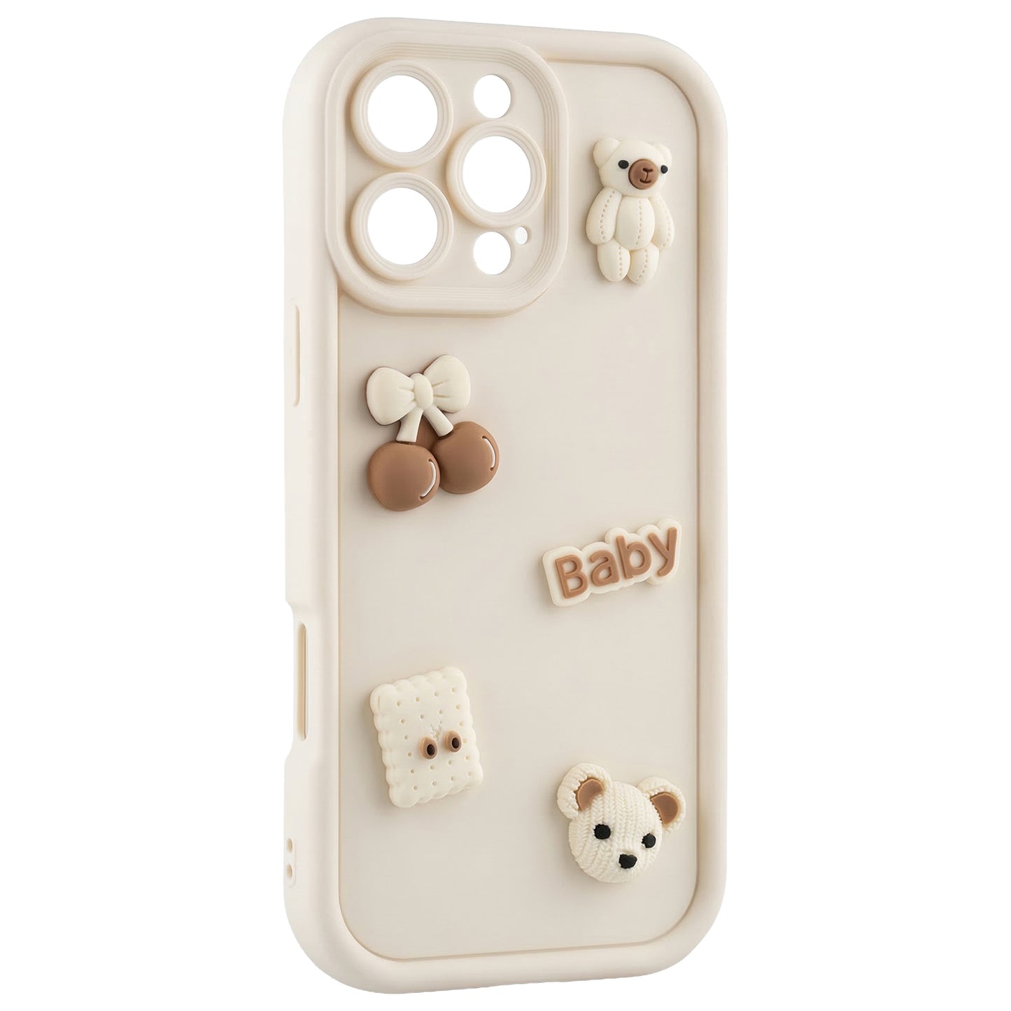 Case for Apple iPhone 16, OEM, Ultra Trendy 3D Bear, Beige