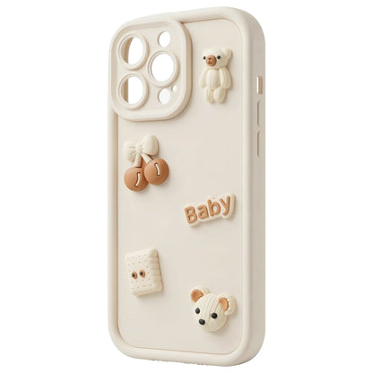 Case for Apple iPhone 14, OEM, Ultra Trendy 3D Bear, Beige