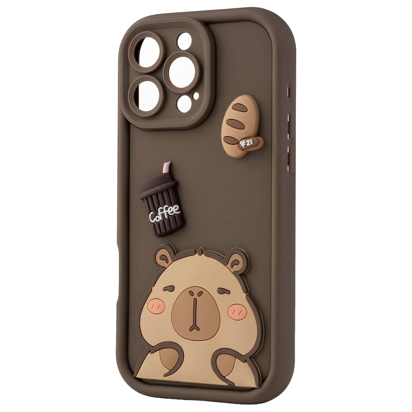 Case for Apple iPhone 16, OEM, Ultra Trendy 3D Capybara, Brown