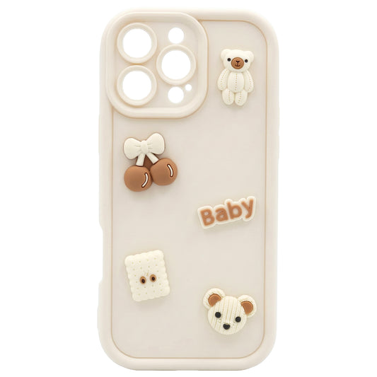 Case for Apple iPhone 16 Pro Max, OEM, Ultra Trendy 3D Bear, Beige