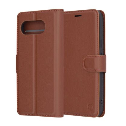 Case for Google Pixel 9a, Techsuit, Leather Folio, Brown