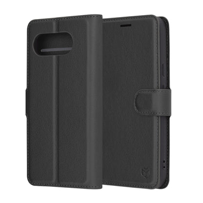 Case for Google Pixel 9a, Techsuit, Leather Folio, Black