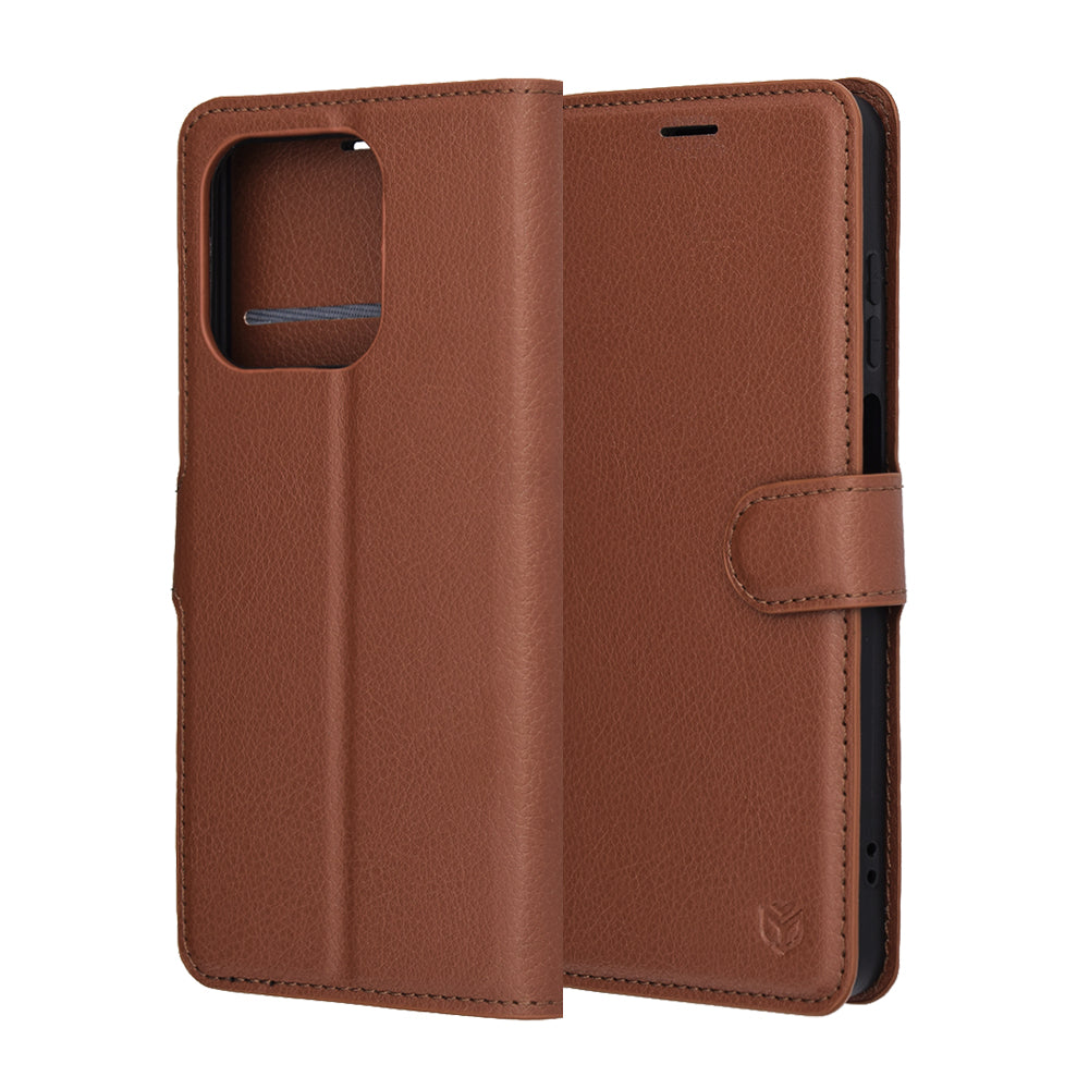 Case for Honor X5c Plus, Techsuit, Leather Folio, Brown