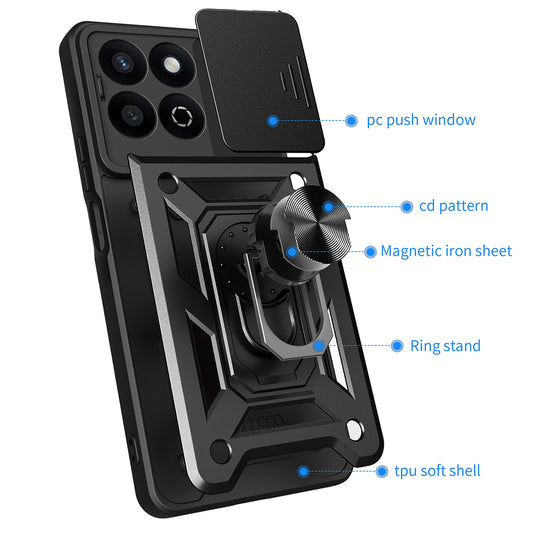Case for Honor X7c / 200 Smart, Techsuit, CamShield, Black