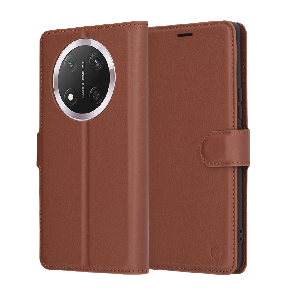 Case for Honor X9c / Magic7 Lite, Techsuit, Leather Folio, Brown