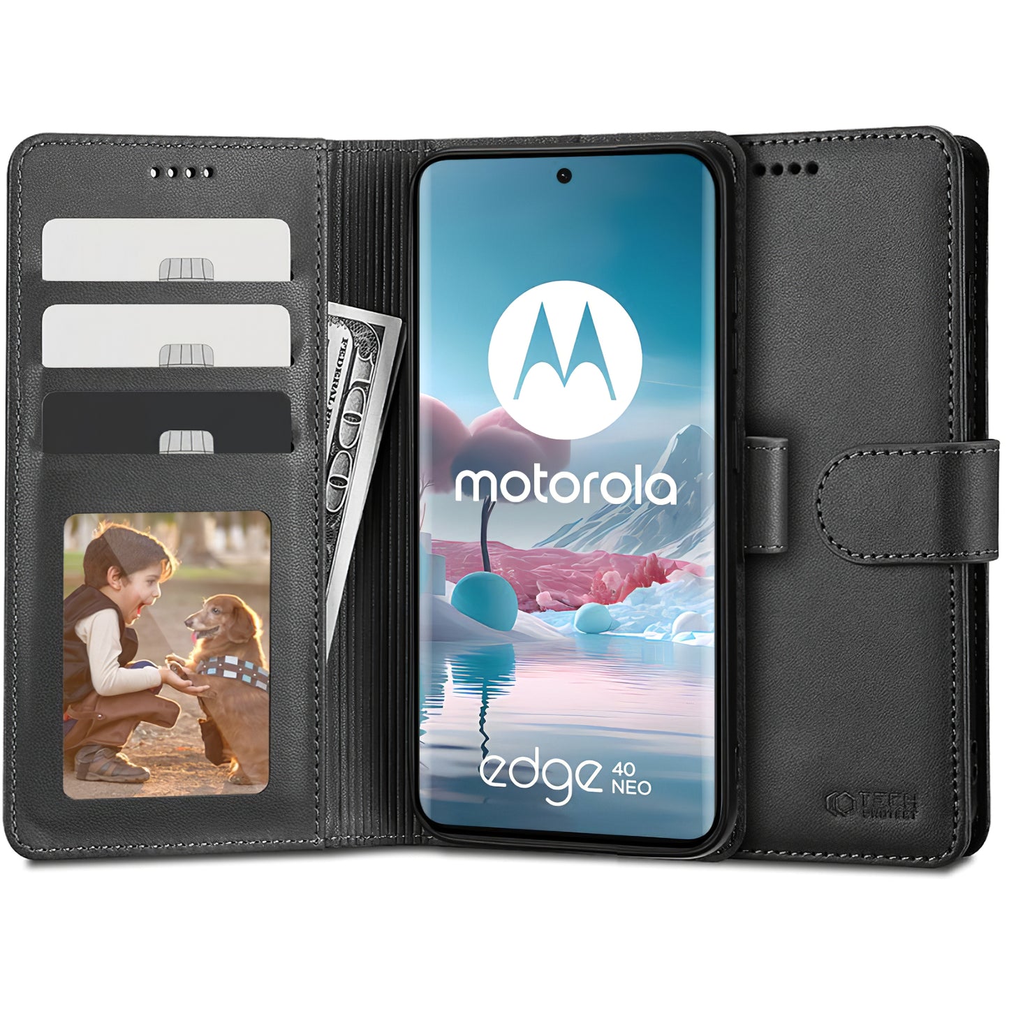 Case for Motorola Edge 40 Neo, Tech-Protect, Wallet, Black