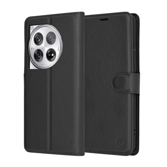 Case for OnePlus 12, Techsuit, Leather Folio, Black