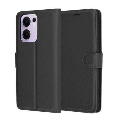 Case for Oppo Reno13 FS 5G / Reno13 F 4G / Reno13 F, Techsuit, Leather Folio, Black