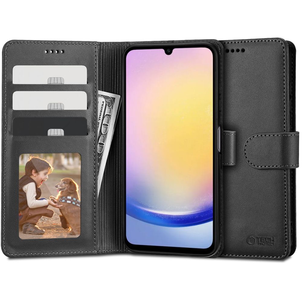 Case for Samsung Galaxy A25 A256, Tech-Protect, Wallet, Black