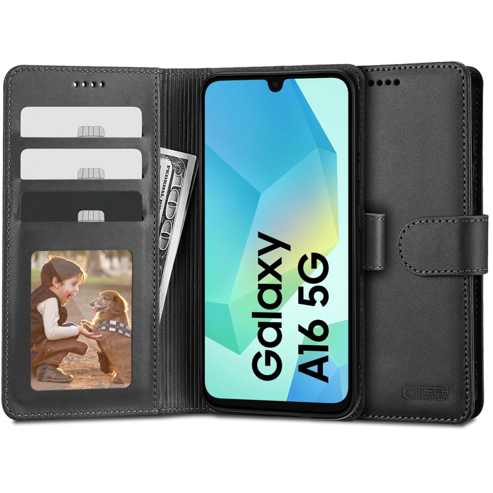 Case for Samsung Galaxy A16 5G A166 / A16 4G A165, Tech-Protect, Wallet, Black