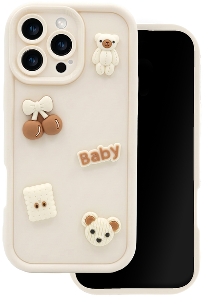 Case for Samsung Galaxy S26 Plus S947, OEM, Ultra Trendy 3D Bear, Beige