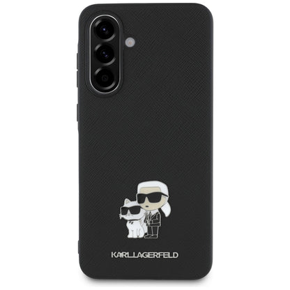 Case for Samsung Galaxy A56 A566, Karl Lagerfeld, Saffiano Karl & Choupette Metal, Black