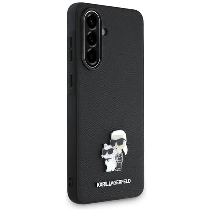 Case for Samsung Galaxy A56 A566, Karl Lagerfeld, Saffiano Karl & Choupette Metal, Black