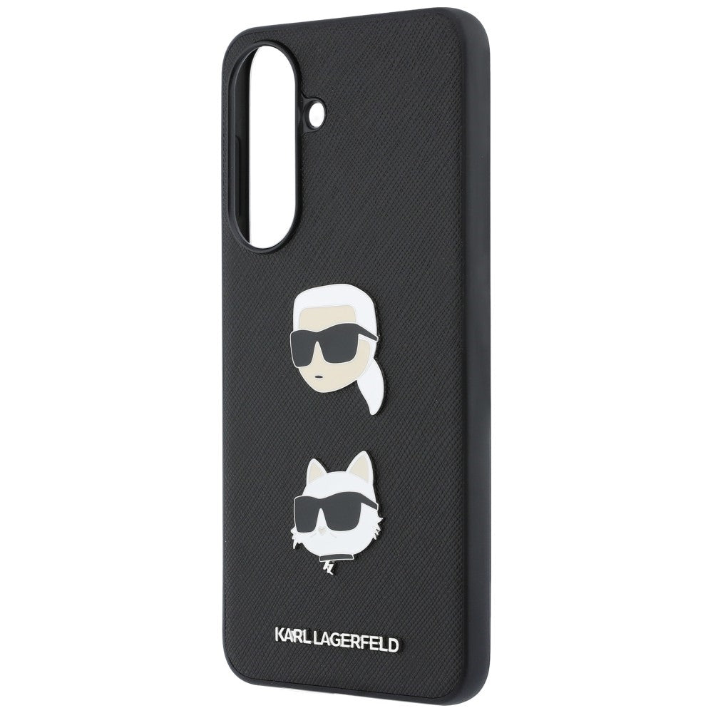 Case for Samsung Galaxy A57 5G, Karl Lagerfeld, Grained Karl & Choupette's Heads Pins and Logo, Black